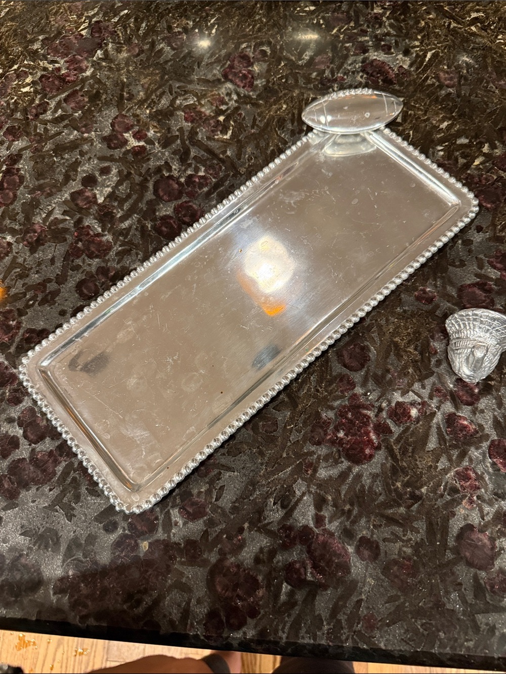 Mariposa Silver Rectangular Beaded Edge Serving Tray - Picture 2 of 6